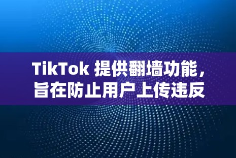 TikTok 提供翻墙功能，旨在防止用户上传违反GDPR规则的内容，如非法广告或侵犯版权的视频。以下是关于如何使用该功能的详细步骤