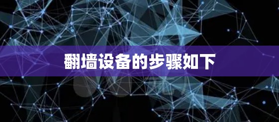翻墙设备的步骤如下