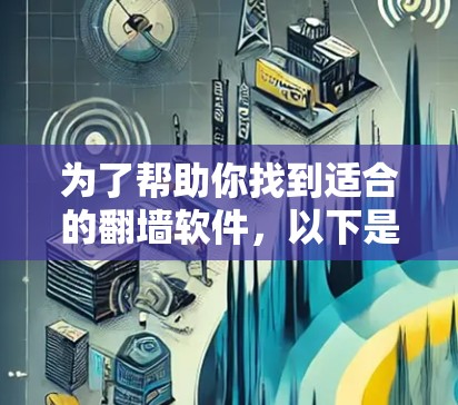 为了帮助你找到适合的翻墙软件,以下是分步骤的建议 为了帮助你找到适合的翻墙软件,以下是分步骤的建议