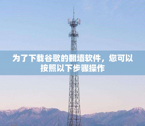 为了下载谷歌的翻墙软件，您可以按照以下步骤操作