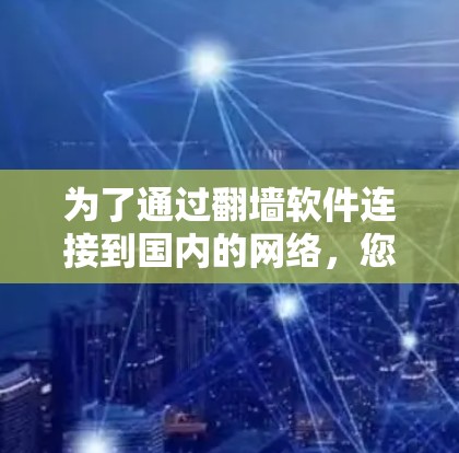 为了通过翻墙软件连接到国内的网络，您可以按照以下步骤进行操作
