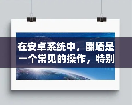 在安卓系统中，翻墙是一个常见的操作，特别是在移动设备或网络设备需要访问外网时。以下是一些常见的安卓软件工具，可以帮助您实现翻墙