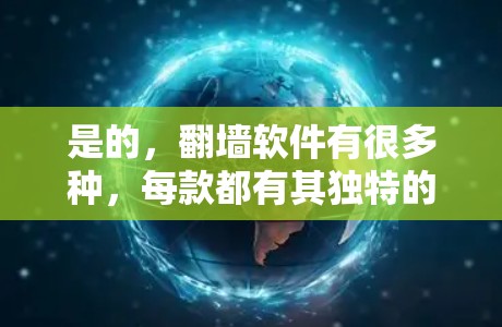 是的，翻墙软件有很多种，每款都有其独特的功能和优点。以下是一些推荐的翻墙软件，它们在安全性和功能上都有所ifferent