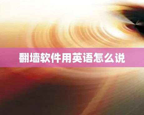 翻墙软件用英语怎么说